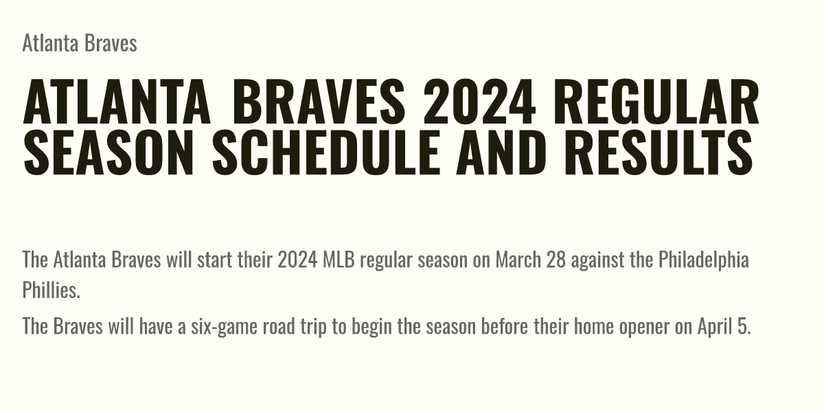 Atlanta Braves 2024 Regular Season Schedule and Results Briefly