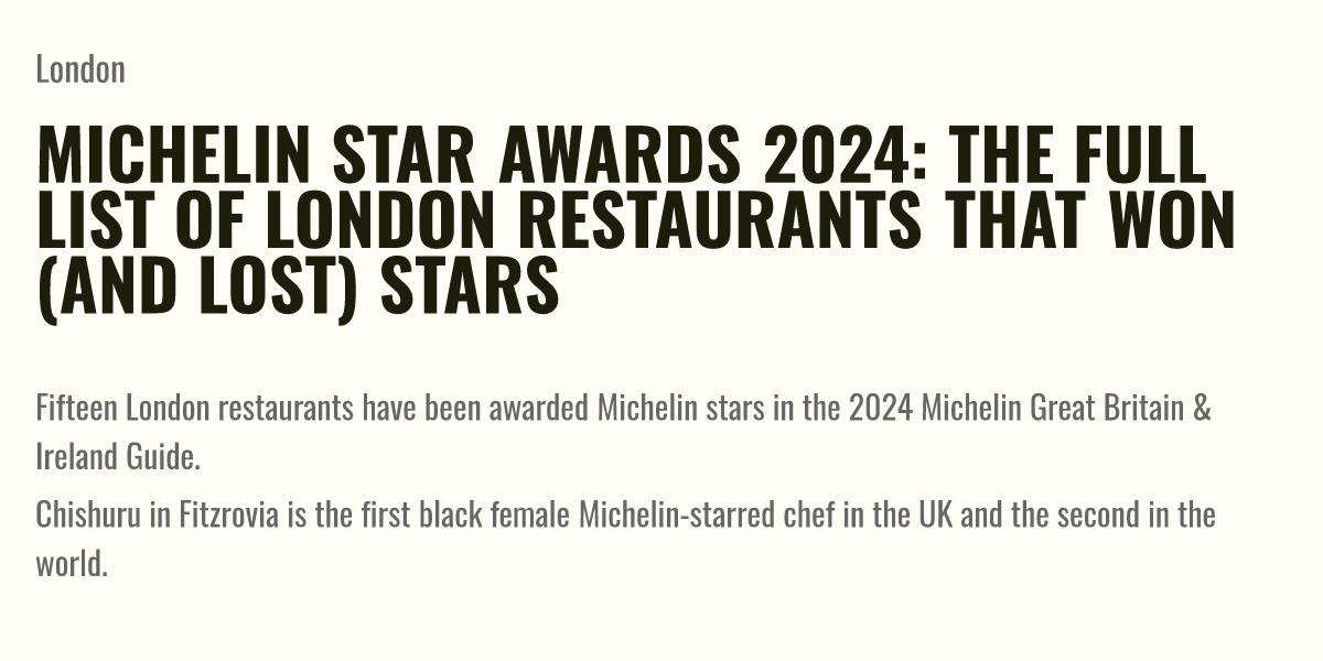 Michelin Star Awards 2024 the full list of London restaurants that won