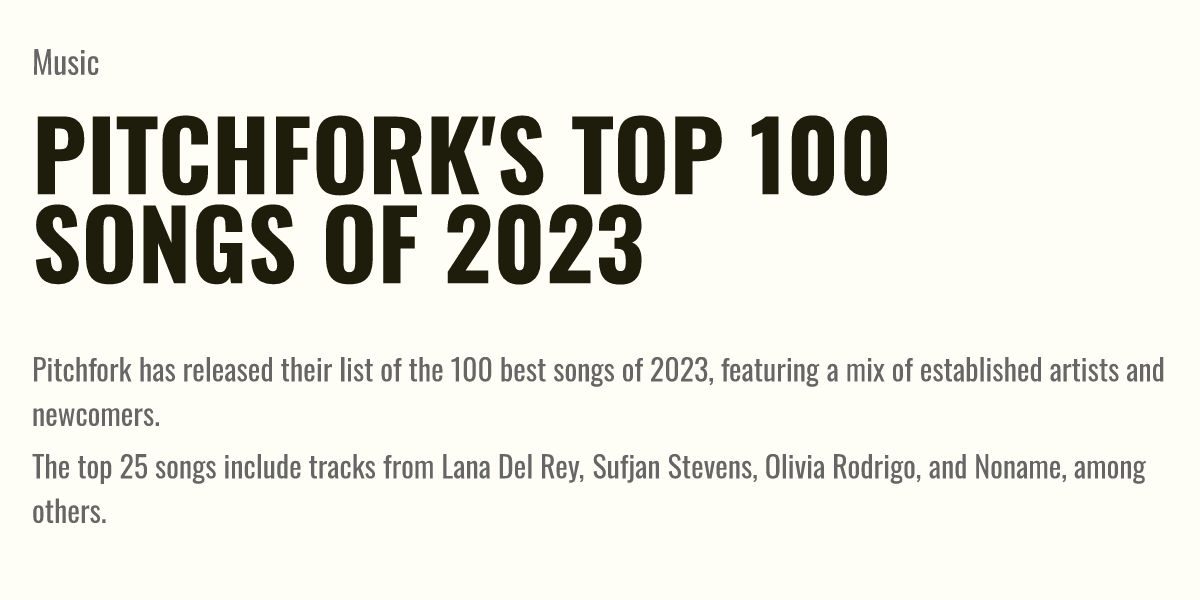 Pitchfork's Top 100 Songs of 2023 Briefly