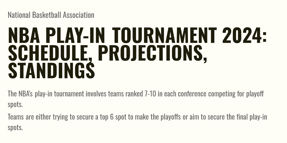 NBA playin tournament 2024 Schedule, projections, standings Briefly