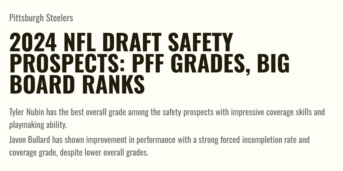 2024 NFL Draft Safety Prospects PFF Grades, Big Board Ranks Briefly