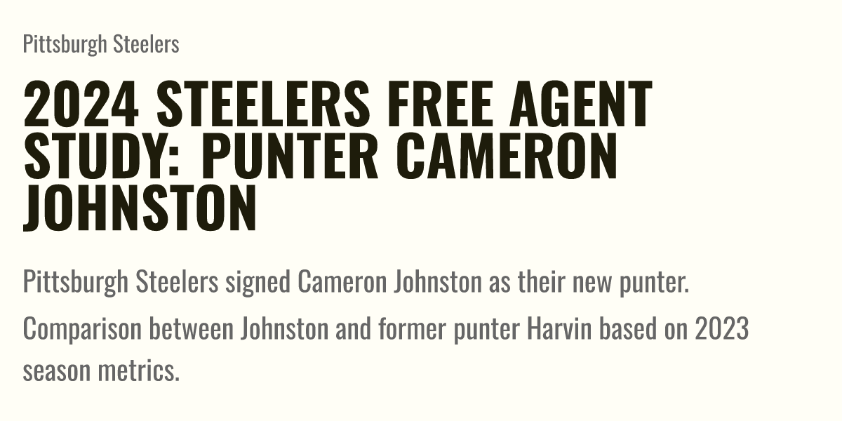 2024 Steelers Free Agent Study Punter Cameron Johnston Briefly