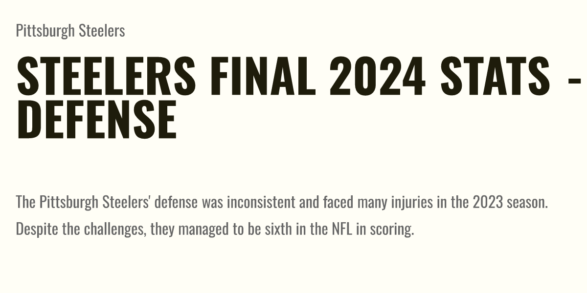 Steelers final 2024 stats Defense Briefly